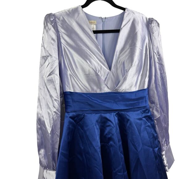 New Castlecore TS Couture Colorblock Blue Maxi Gown Puff Sleeve Evening HOCO - Picture 7 of 16